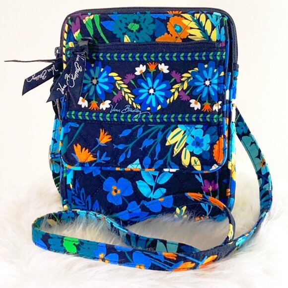 Vera Bradley Handbags - Vera Bradley Bag Midnight Blues Purse Crossbody Quilted Mini Hipster
